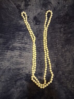 Elegant Long Cream Pearl Strand Necklace for Women